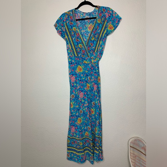 Boho Wrap Maxi Dress in Turquoise - Picture 3 of 6